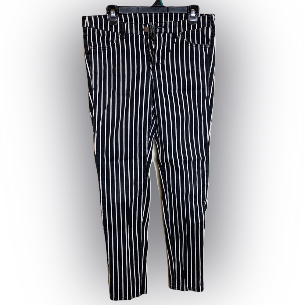 H&M Vertical Striped Pants Black White Size 12